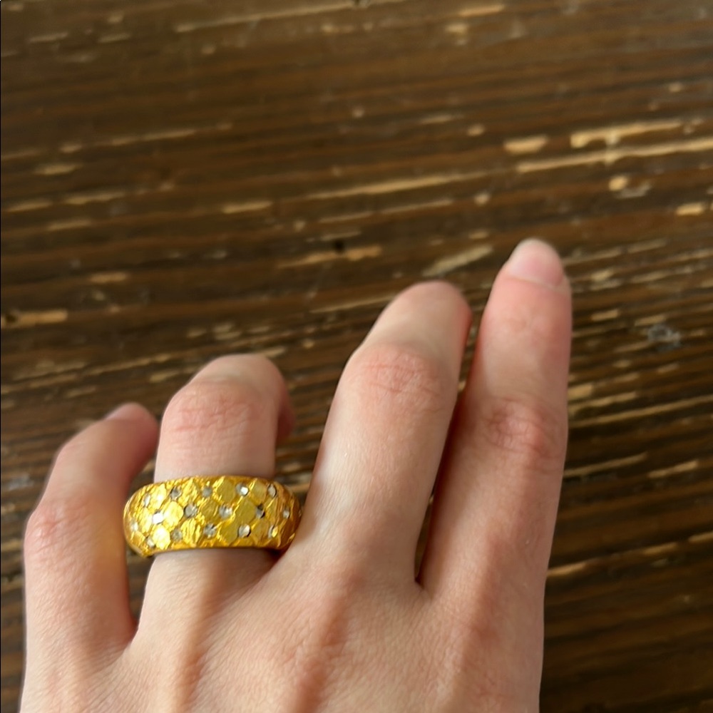 Sterling silver Gold Textured Women's Ring size 5